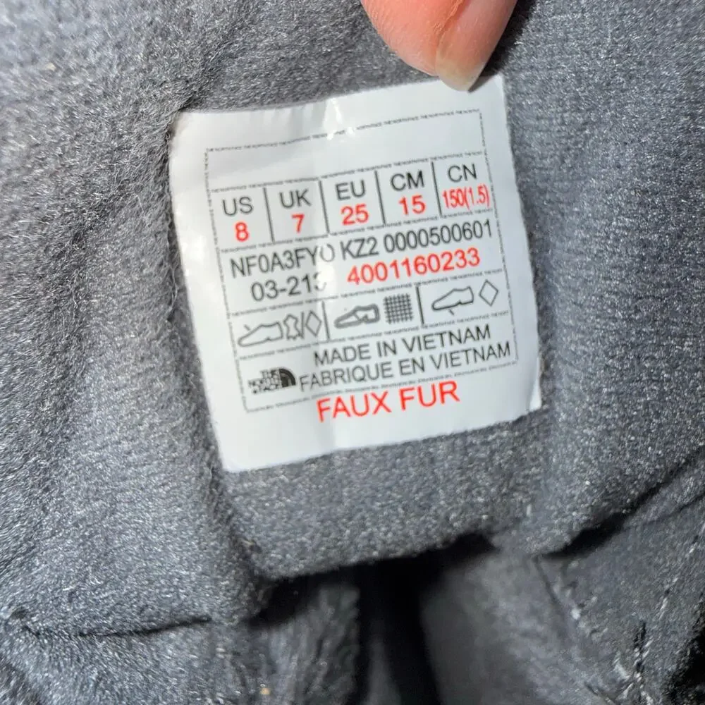 The North Face Toddler Baby Alpenglow II Boots Waterproof Gray Faux Fur Size 8